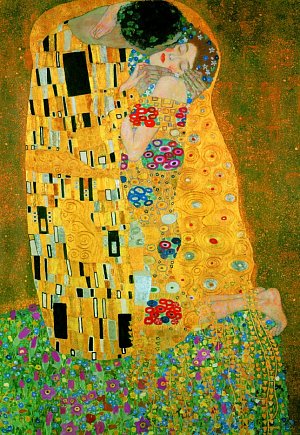 Puzzle Klimt: Polibek 1000 dílků (Metalické)