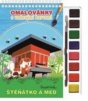 Štěňátko a med - Omalovánky s vodovými barvami a štětcem