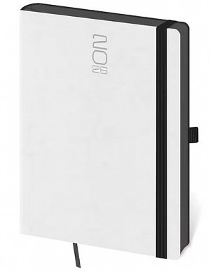 Diář 2026 týdenní A5 Memory s gumičkou - bílá