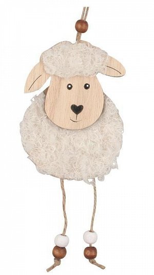 Ovečka dřevěná na zavěšení 7 x 12 cm