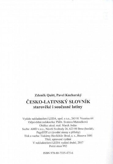 Náhled Česko/latinský slovník, 3.  vydání