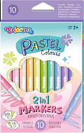 Colorino oboustranné fixy Pastel, štětcový a tenký hrot, 10 barev
