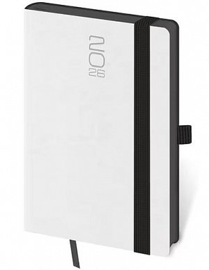 Diář 2026 týdenní kapesní Memory s gumičkou - bílá