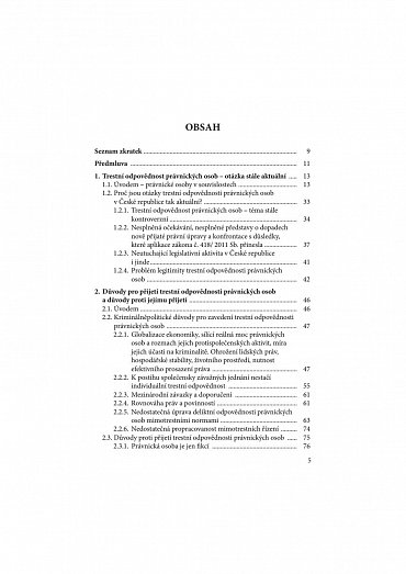 Náhled Trestní odpovědnost právnických osob v České republice - problémy a perspektivy