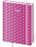 Diář 2026 denní B6 Vario - Pink s gumičkou