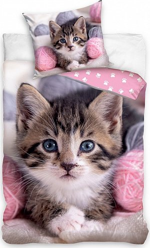 Bavlněné povlečení Koťátko s Klubíčky