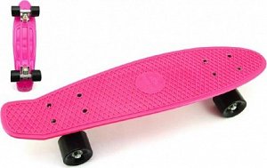 Skateboard - pennyboard 60cm nosnost 90kg, kovové osy, růžová barva, černá kola