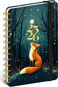 Diář 18měsíční spirálový 2025/2026 Petito - Liška, 13 x 18 cm