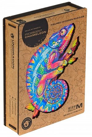 UNIDRAGON dřevěné puzzle - Chameleon, velikost M  (25x33cm)