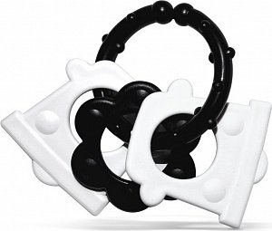 Kousátka 4 tvary plast černobílé 2 druhy v sáčku 0m+