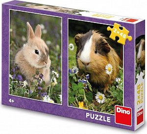 Puzzle Králíček a morče 2 x 48 dílků