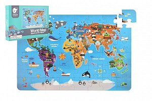 Puzzle Mapa Světa 48 dílků v krabici