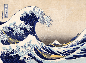 Dřevěné puzzle Art: Hokusai - Velká vlna Kanagawa 200 dílků