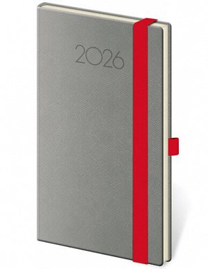 Diář 2026 týdenní kapesní Praga - tmavě šedá