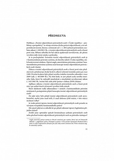 Náhled Trestní odpovědnost právnických osob v České republice - problémy a perspektivy