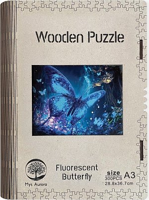 Dřevěné puzzle/Fluorescentní motýl A3