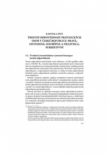 Náhled Trestní odpovědnost právnických osob v České republice - problémy a perspektivy