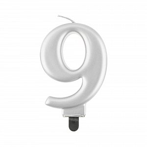 Svíčka dortová stříbrná číslo 9
