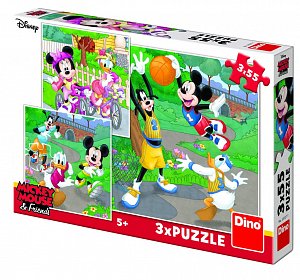 Mickey a Minnie sportovci: puzzle 3x55 dílků