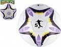 Míč fotbalový nafouknutý šitý 23cm fialovobílý v síťce
