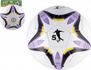 Míč fotbalový nafouknutý šitý 23cm fialovobílý v síťce