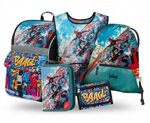 BAAGL SET 5 Zippy Skatepark: aktovka, penál, sáček, zástěra, peněženka