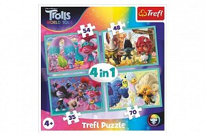 Trefl Puzzle Trollové 2 - Světové turné 4v1 (35,48,54,70 dílků)