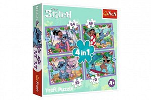 Puzzle Lilo & Stitch: Bláznivý den 4v1 (35,48,54,70 dílků)