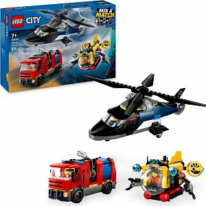 LEGO® City 60462 Remix: Helikoptéra, hasičský vůz a ponorka
