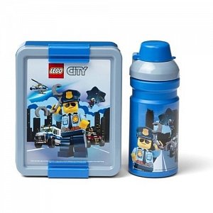 Svačinový set LEGO City (láhev a box) - modrá