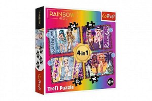 Trefl Puzzle Rainbow High: Módní panenky 4v1 (35,48,54,70 dílků)