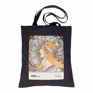 Plátěná taška Alfons Mucha – Zodiak, černá