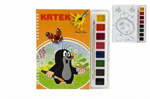Krtek - Omalovánky s vodovými barvami a štětcem