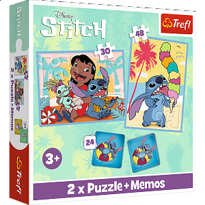 Sada 3v1 Lilo & Stitch: Šťastný den (2x puzzle + pexeso)