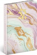 Diář 18měsíční 2025/2026 Petito - Růžový mramor, 11 x 17 cm