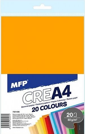 Barevné papíry A4 - 20 listů/20 barev