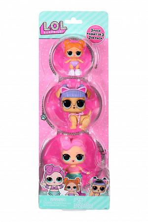 L.O.L. Surprise! 3balení – Panenka, Zvířátko a Miminko