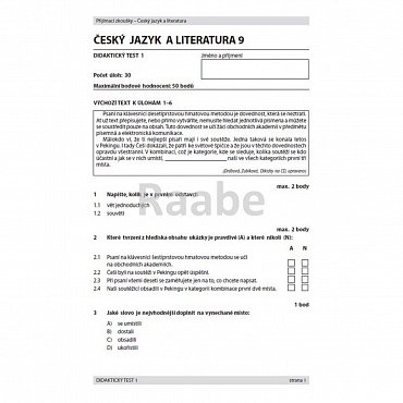 Náhled Přijímací zkoušky - Český jazyk a literatura pro žáky 9. tříd ZŠ