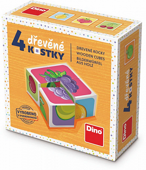 Ovoce - Dřevěné kostky 4 ks