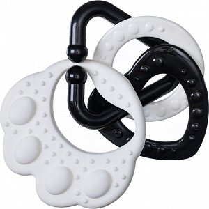 Kousátko Medvědí tlapa s kroužky černobílé  - silikon