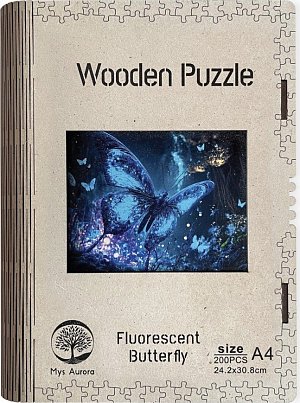 Dřevěné puzzle/Fluorescentní motýl A4