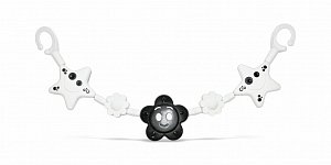 Řetěz/zábrana kytička,hvězdička plast 45cm černobílá v sáčku 0+