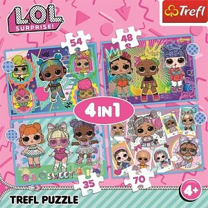 Trefl Puzzle LOL Surprise: Seznamte se s panenkami 4v1 (35,48,54,70 dílků)