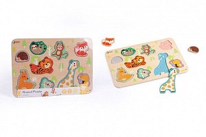 Puzzle/Vkládačka deskové zvířátka dřevo ve fólii 30x21cm 18m+
