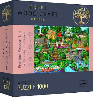 Dřevěné puzzle Slavná místa Francie 1000 dílků