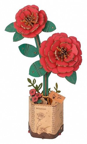 3D Dřevěná skládačka: Červená kamélie