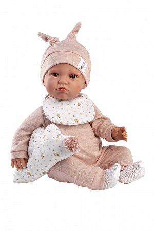 Llorens 74508 NEW BORN - realistická panenka miminko se zvuky a měkkým látkovým tělem - 45 cm