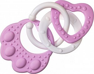 Kousátko medvědí tlapka s přívěsky silikon 2 barvy v sáčku 11x16cm 0m+