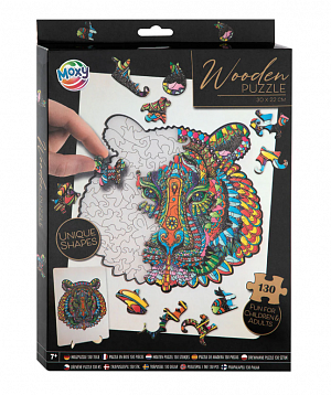 Dřevěné puzzle - Unikátní tvary Lev 130 dílků