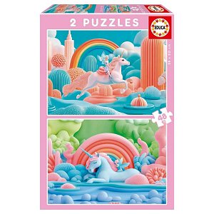 Puzzle Magičtí jednorožci 2x48 dílků